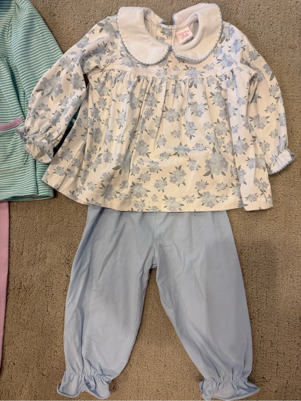 Stitchy Fish Baby Girl’s Long Sleeve Outfits 18 months ruffles collar pants